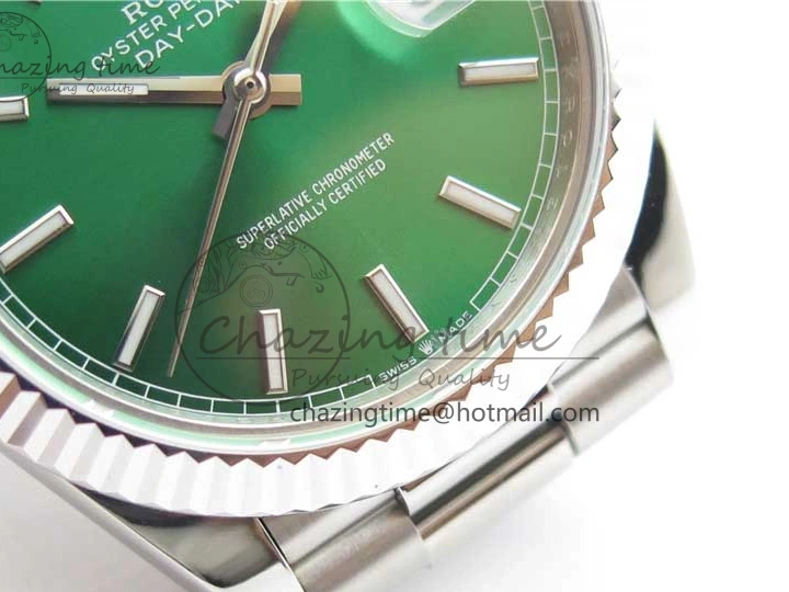 on SS SS Dial Day-Date Dial Green 904 New Markers Bracelet A2836 228239 Version BP 40mm President Stick 0313